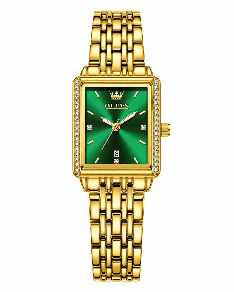 Damen Kleiduhr Rechteckig Goldfarben