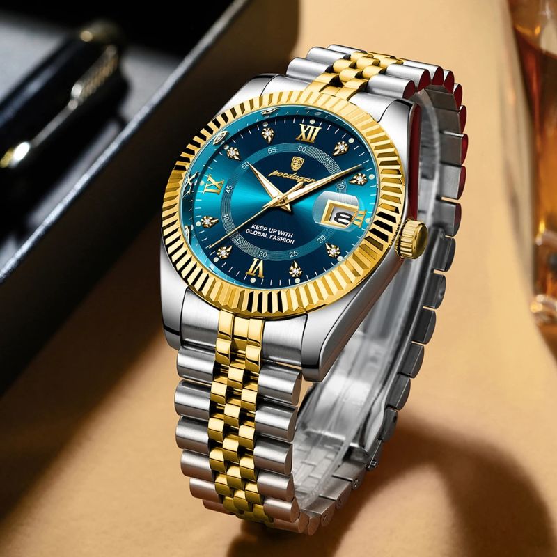 Herrenuhr mit geriffelter Lünette