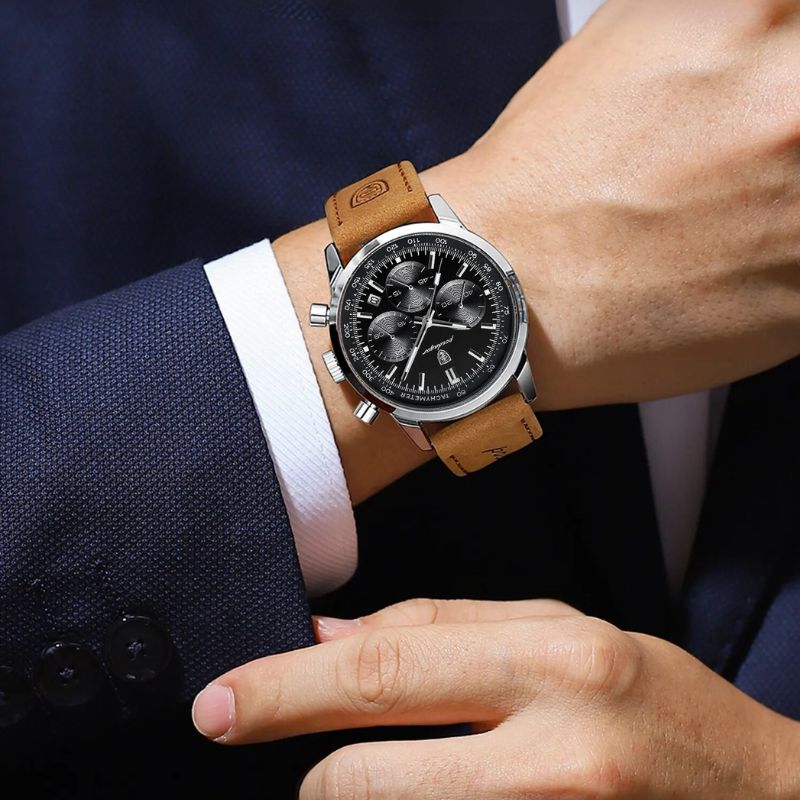 Herren Sportchronograph Veloursleder