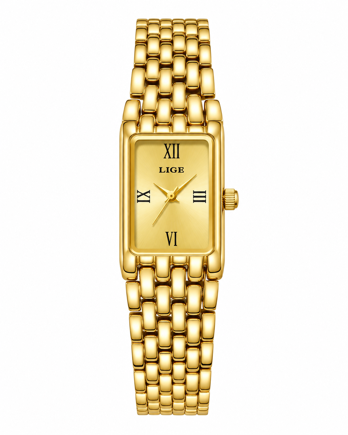 Damen Armbanduhr Rechteckig Gold