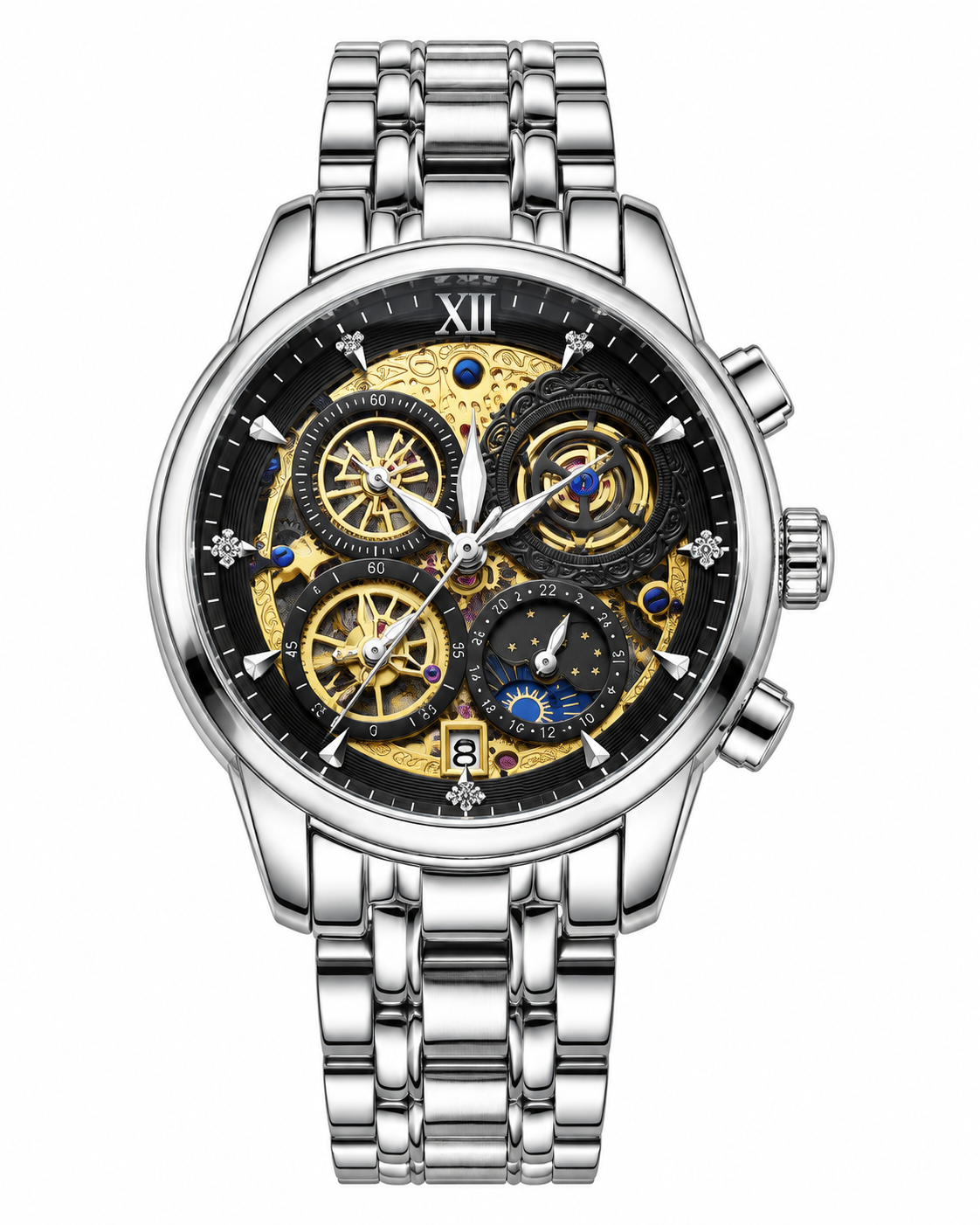 Herren Uhr mit Skelettzifferblatt