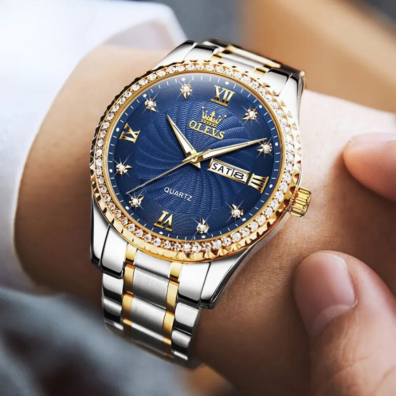 Herrenuhr mit Kristall-Lünette