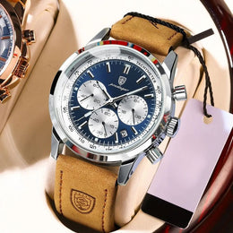 Herren Sportchronograph Veloursleder