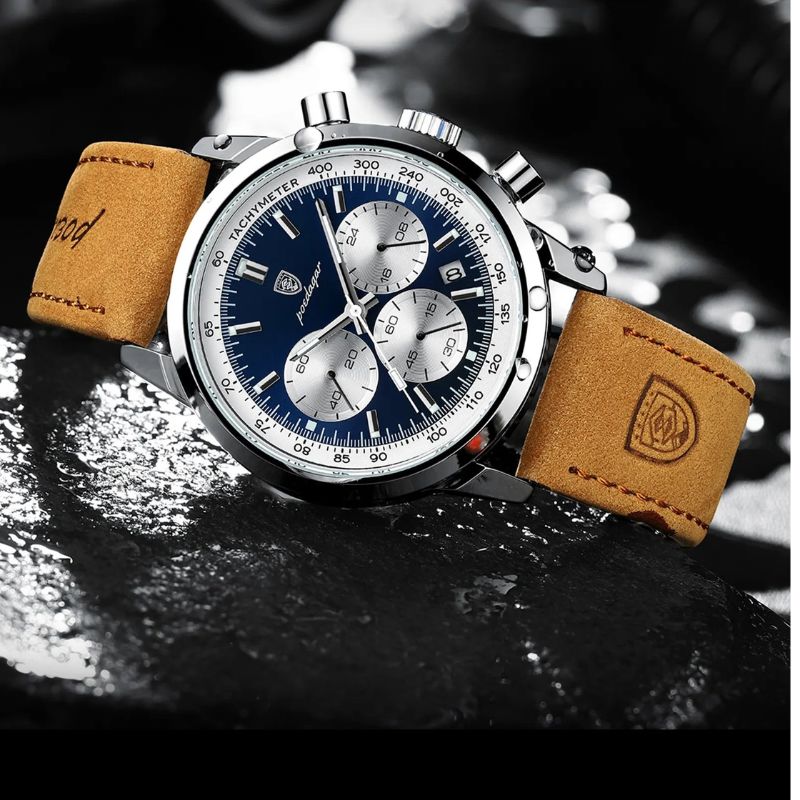 Herren Sportchronograph Veloursleder
