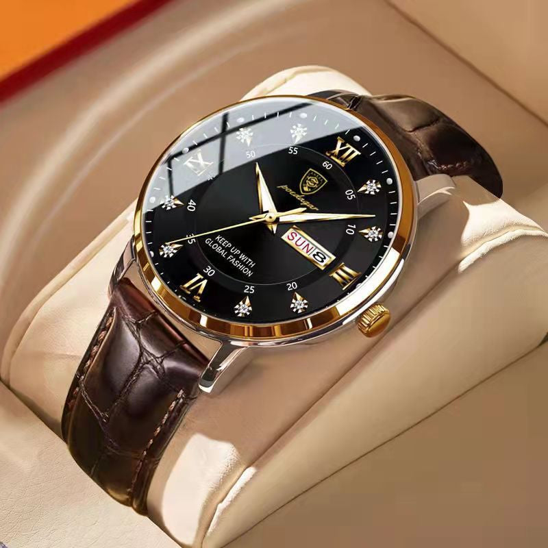 Herren Armbanduhr Echtleder