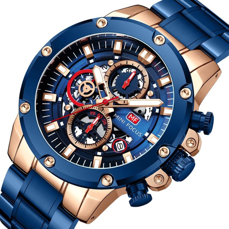 Chronograph Edelstahl Blau