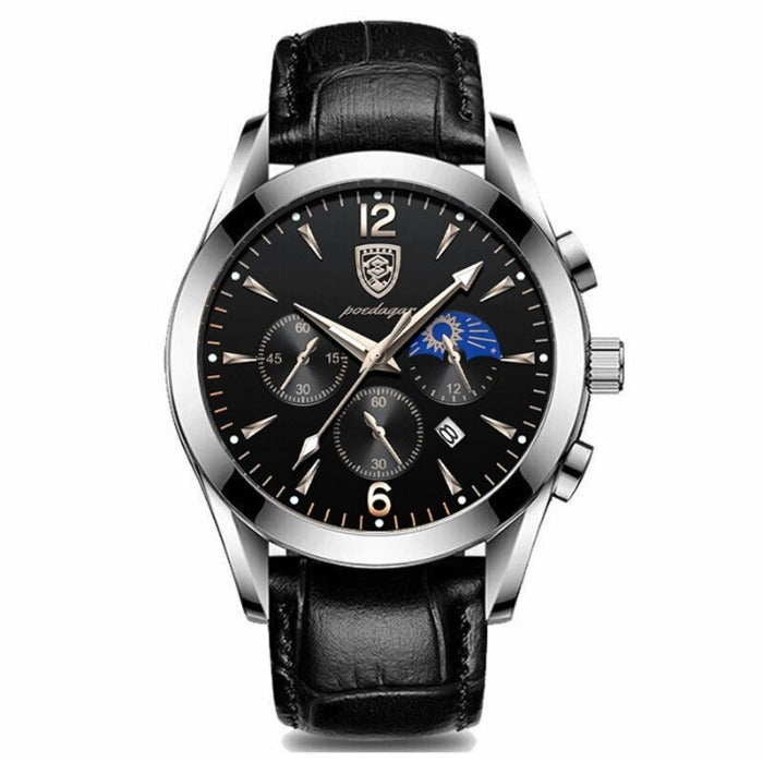 Herren Kleiduhr mit Lederarmband