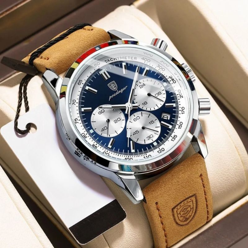 Herren Sportchronograph Veloursleder
