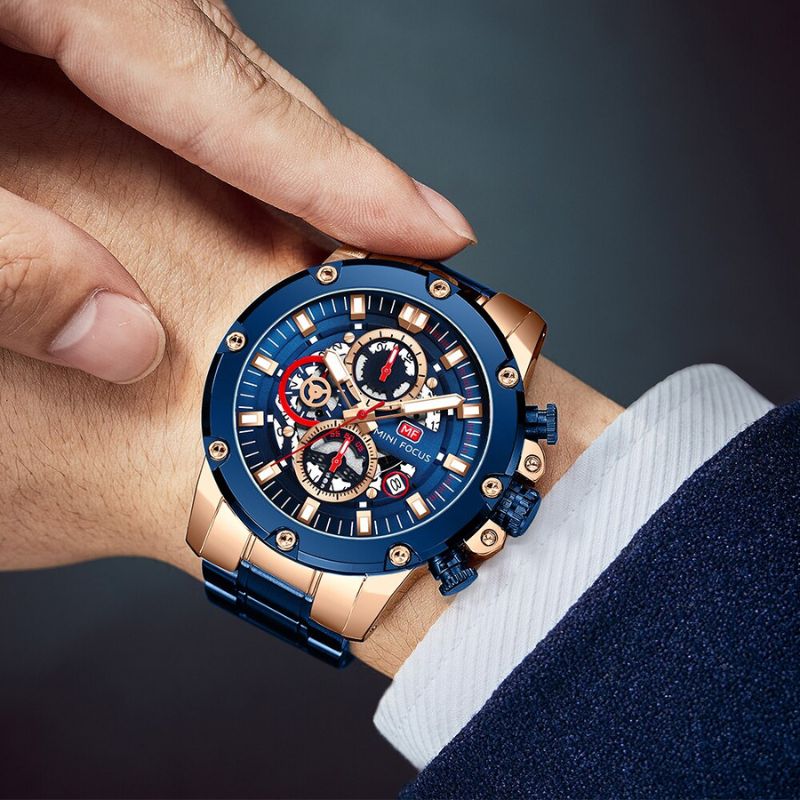 Chronograph Edelstahl Blau