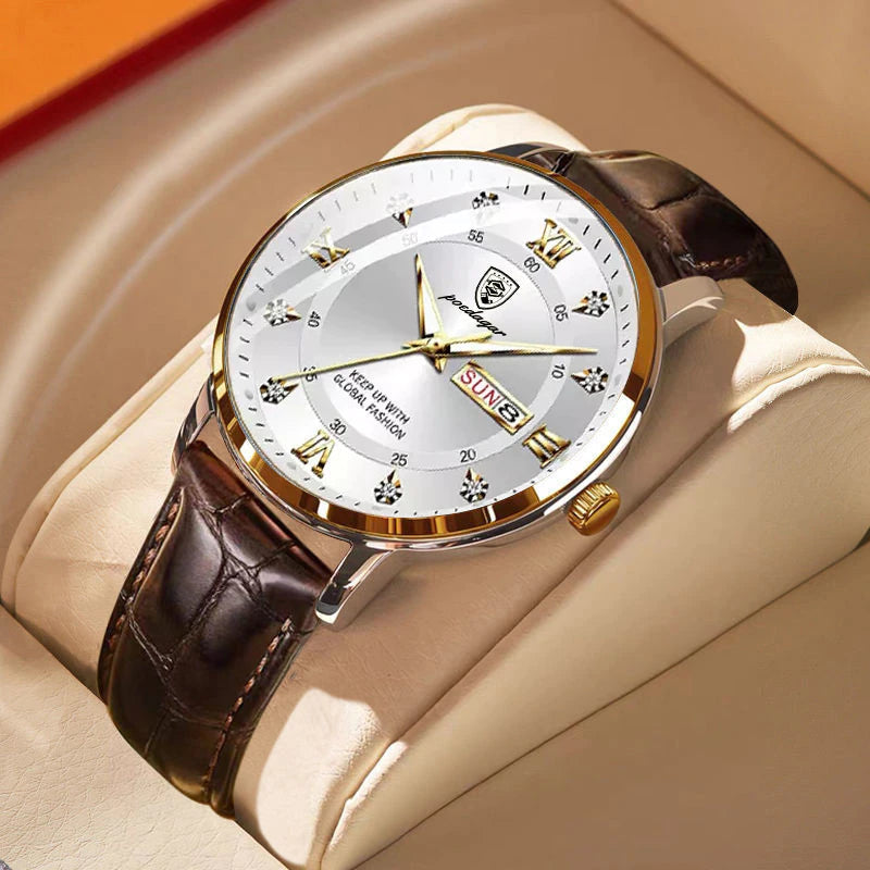 Herren Armbanduhr Echtleder