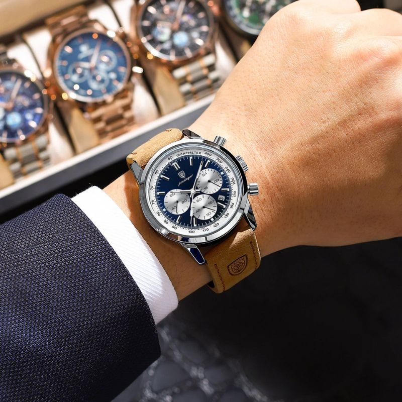 Herren Sportchronograph Veloursleder