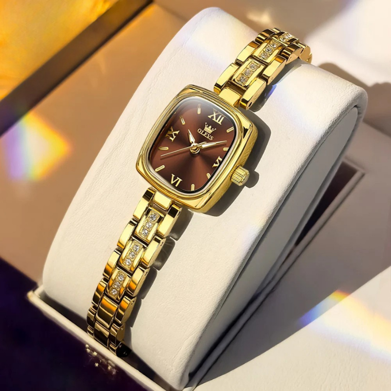 Damen Armbanduhr Klein Goldfarben