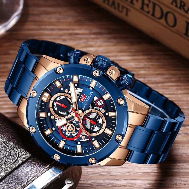 Chronograph Edelstahl Blau