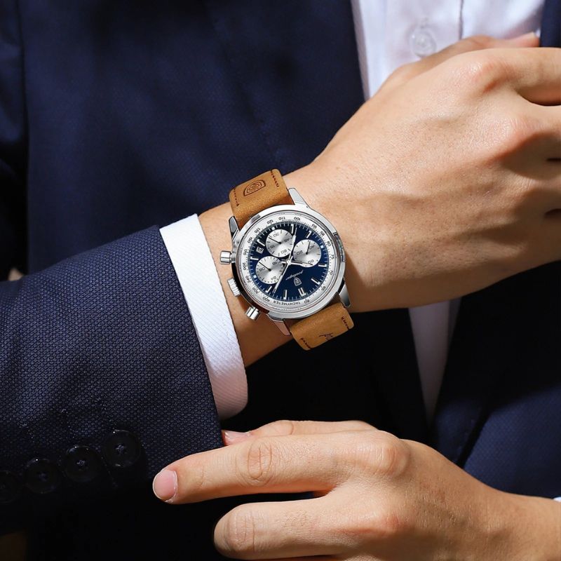 Herren Sportchronograph Veloursleder