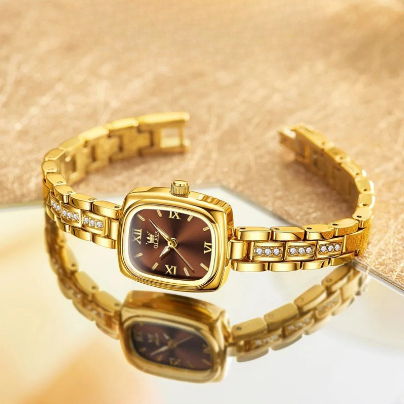 Damen Armbanduhr Klein Goldfarben
