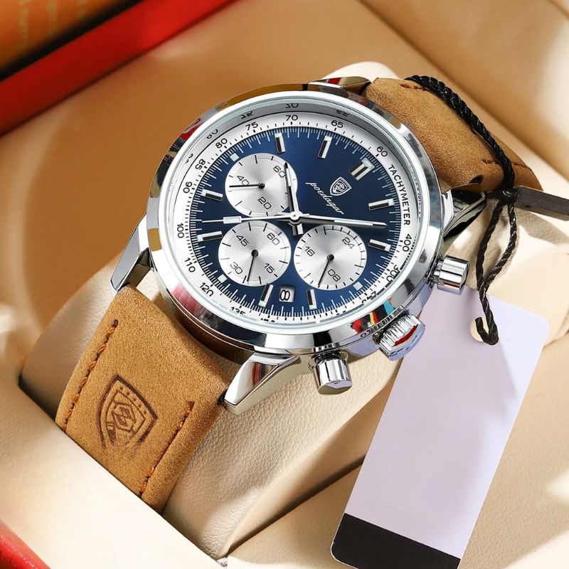 Herren Sportchronograph Veloursleder