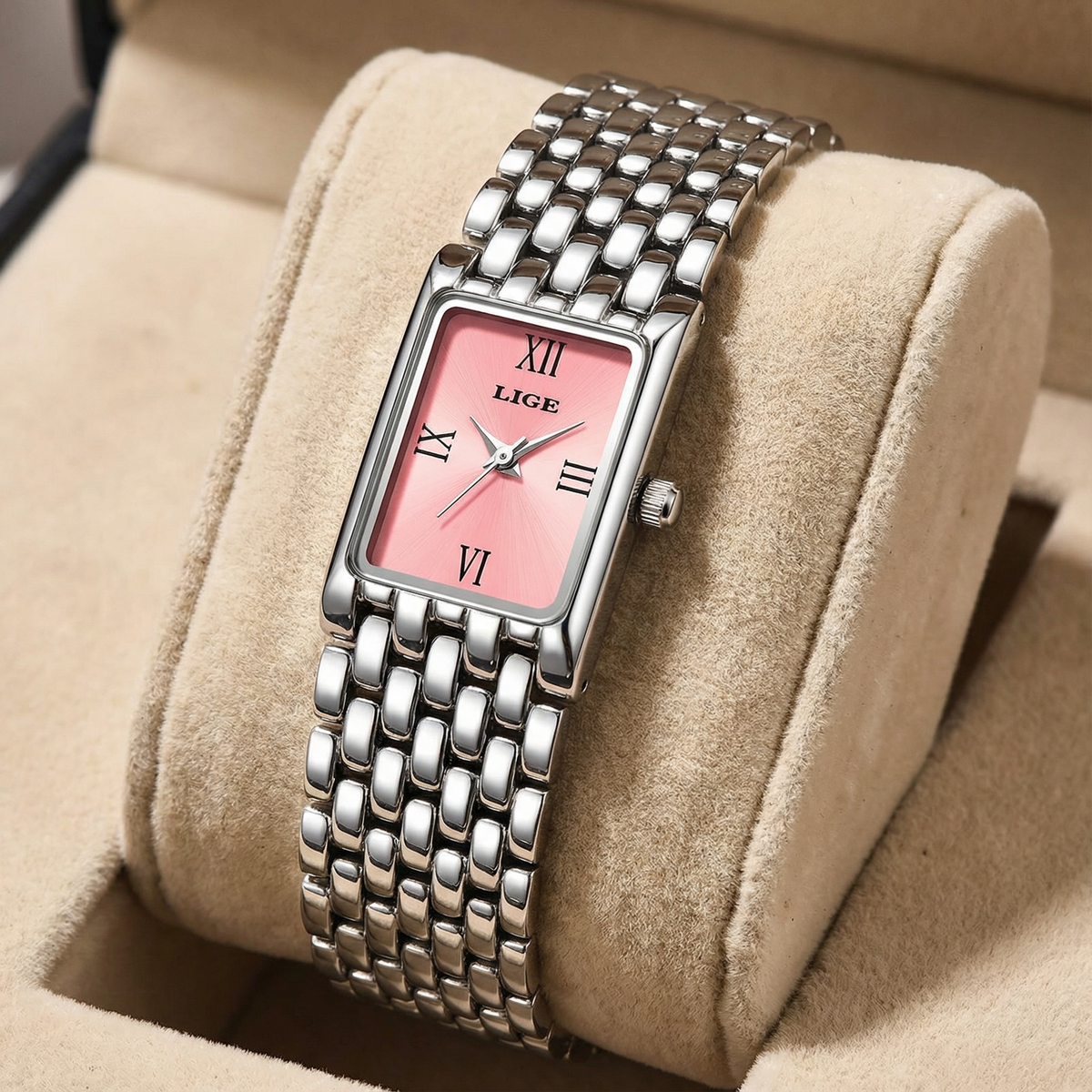 Damen Armbanduhr Rechteckig Gold