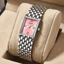 Damen Armbanduhr Rechteckig Gold