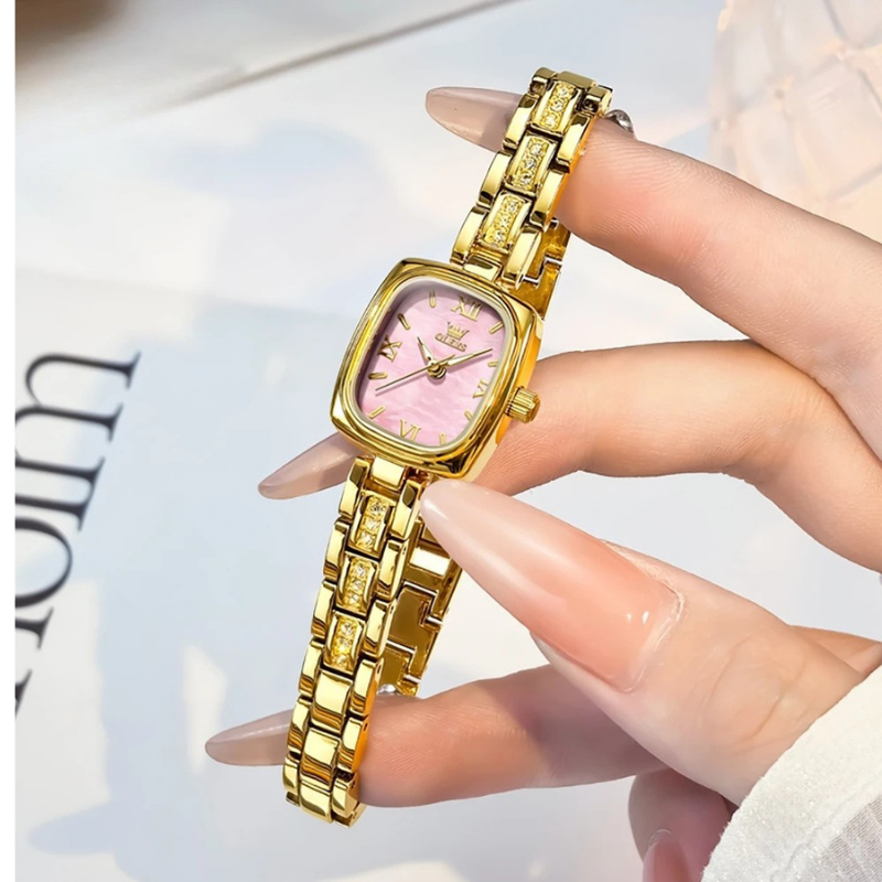 Damen Armbanduhr Klein Goldfarben