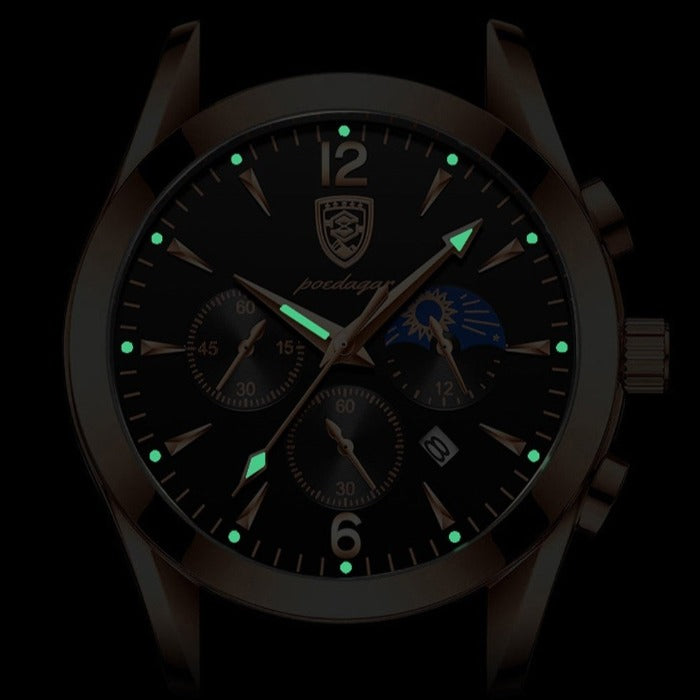 Herren Kleiduhr mit Lederarmband