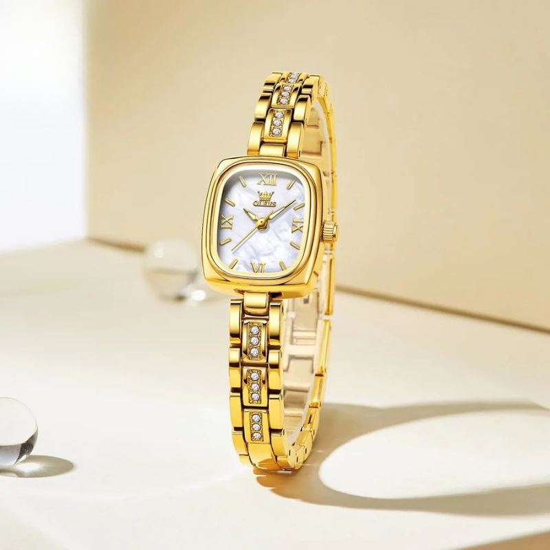 Damen Armbanduhr Klein Goldfarben