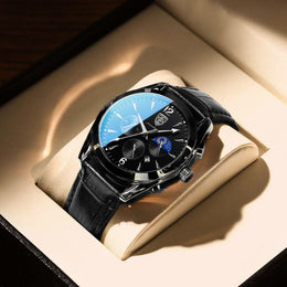 Herren Kleiduhr mit Lederarmband