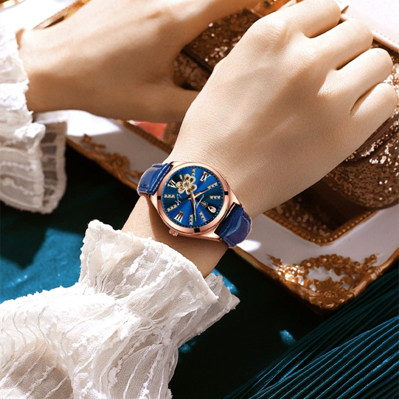 Lederuhr Roségold