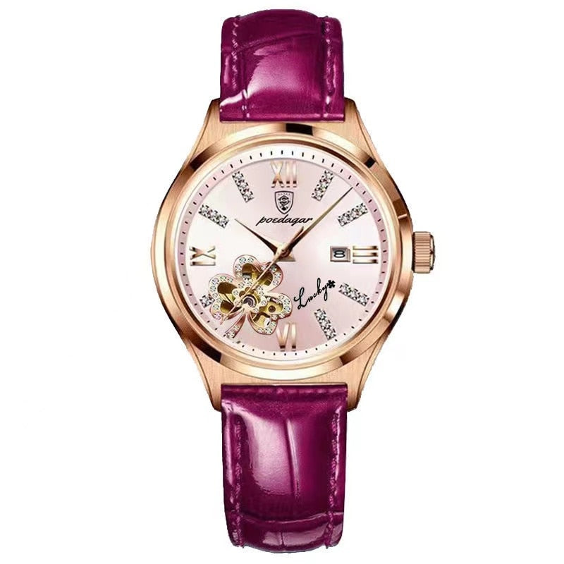 Lederuhr Roségold
