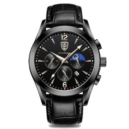 Herren Kleiduhr mit Lederarmband