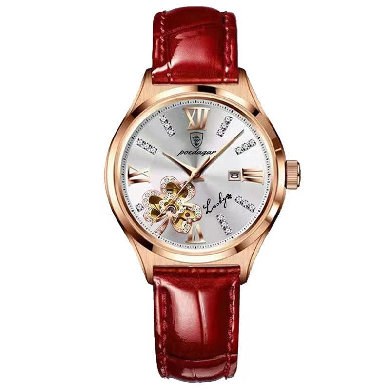 Lederuhr Roségold
