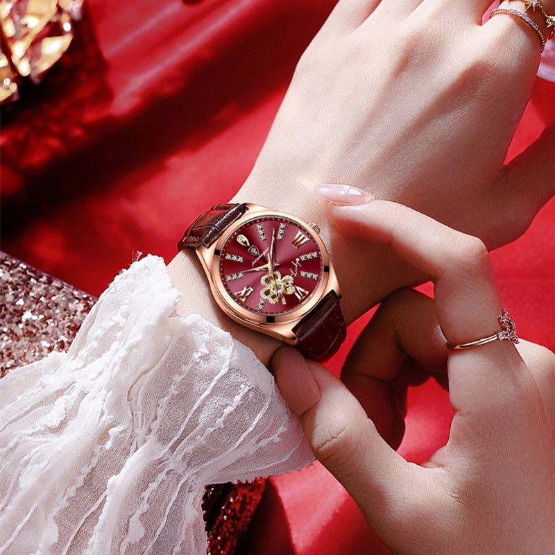 Lederuhr Roségold
