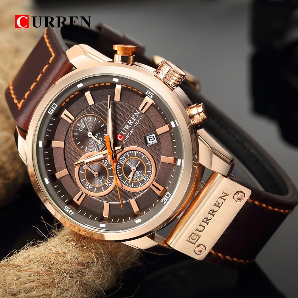 Chronograph Roségold Leder