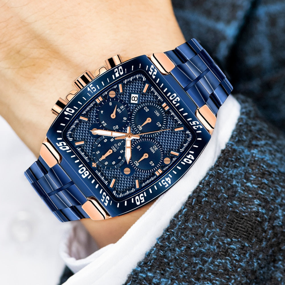 Chronograph Tonneau Blau
