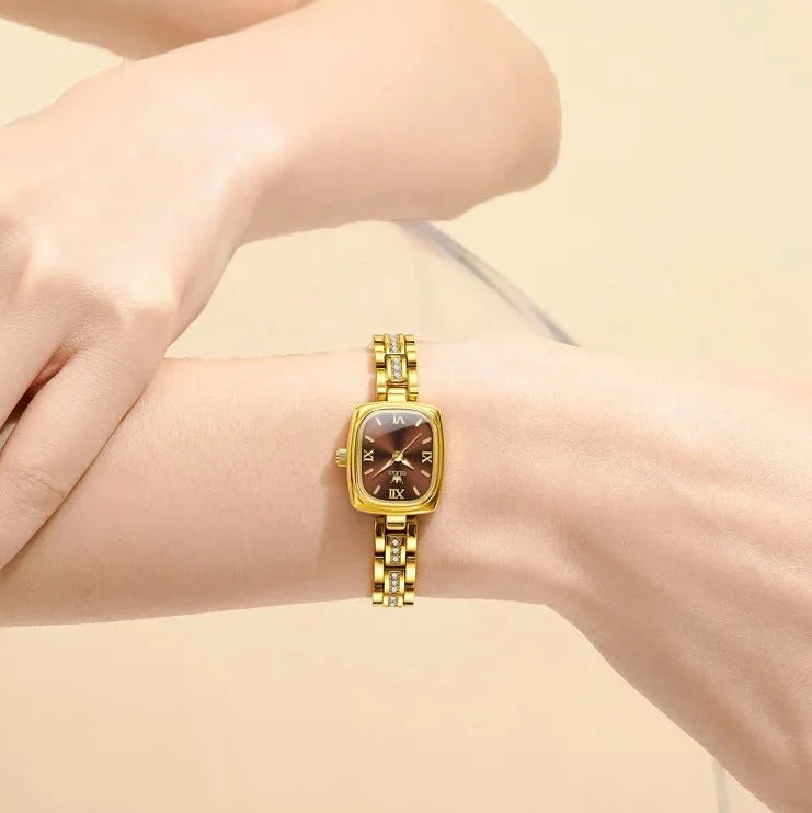Damen Armbanduhr Klein Goldfarben