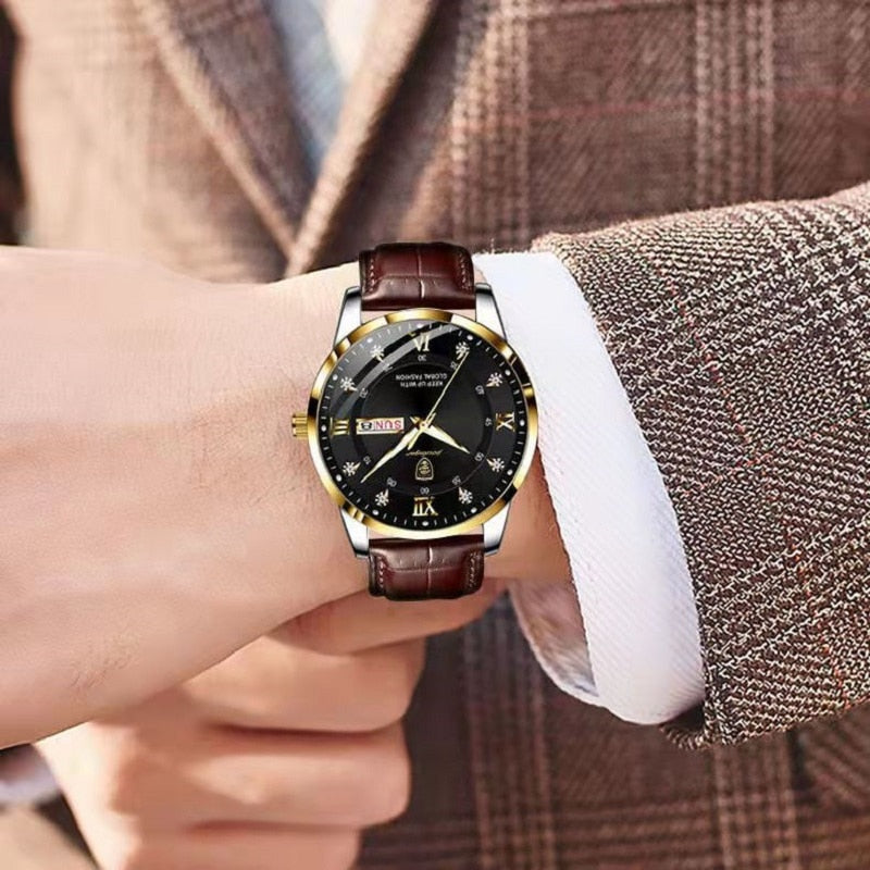 Herren Armbanduhr Echtleder