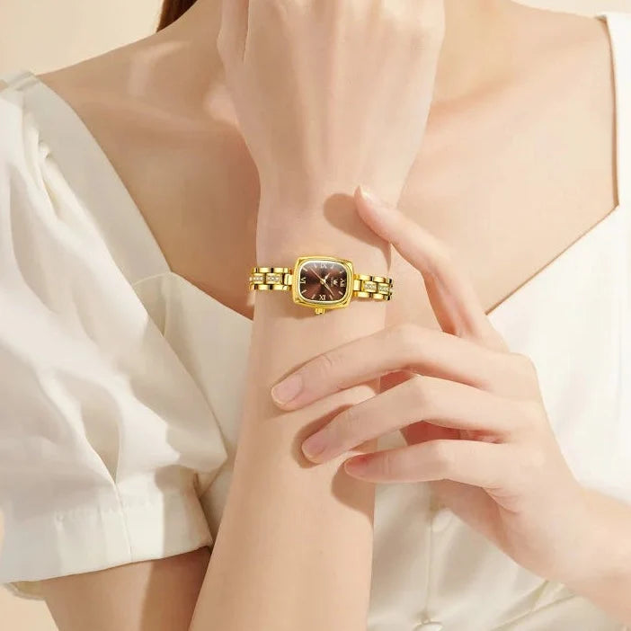 Damen Armbanduhr Klein Goldfarben