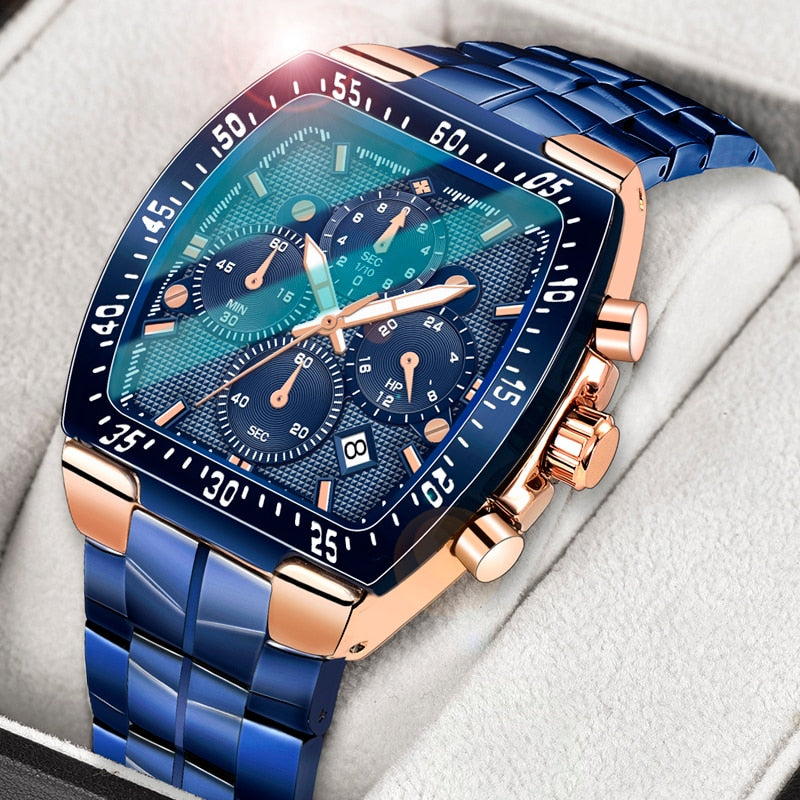 Chronograph Tonneau Blau