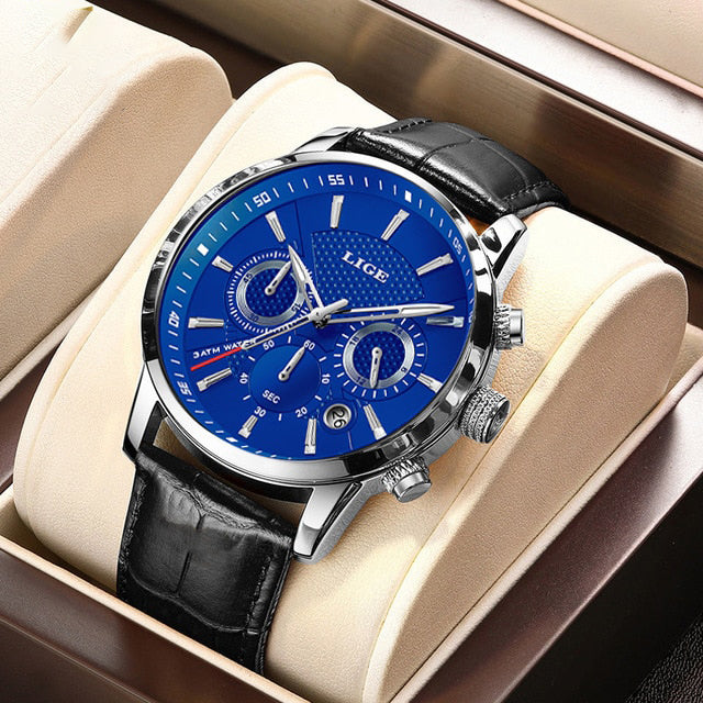 Herren Multifunktionsuhr Leder
