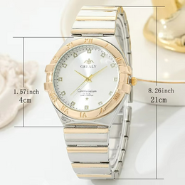 Damen Metallbanduhr Bicolor