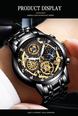 Herren Uhr mit Skelettzifferblatt