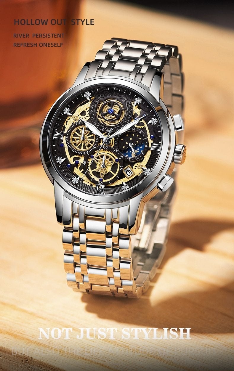 Herren Uhr mit Skelettzifferblatt