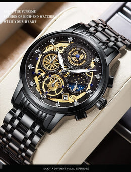 Herren Uhr mit Skelettzifferblatt