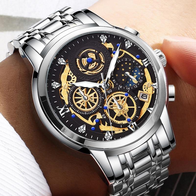 Herren Uhr mit Skelettzifferblatt