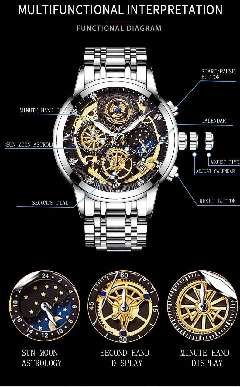 Herren Uhr mit Skelettzifferblatt