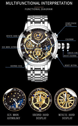 Herren Uhr mit Skelettzifferblatt