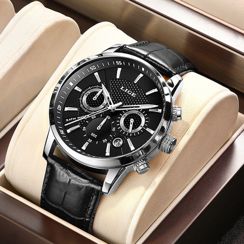 Herren Multifunktionsuhr Leder