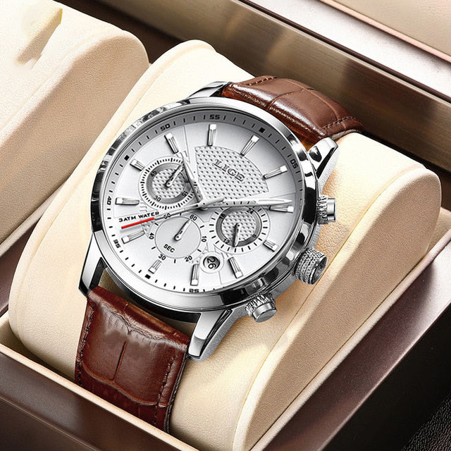 Herren Multifunktionsuhr Leder